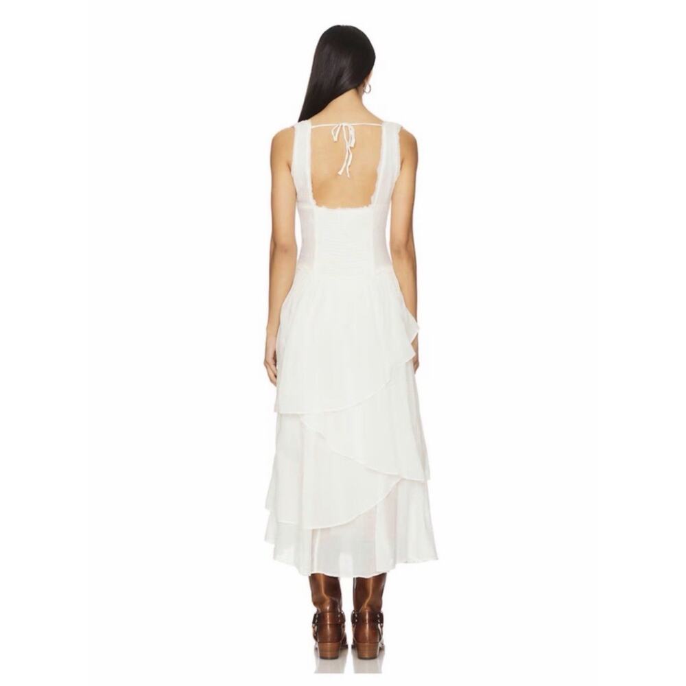 NWT FREE PEOPLE In My Dreams Tiered Midi Dress •S• Ivory Corset Top Gauze $148 - Picture 4 of 11